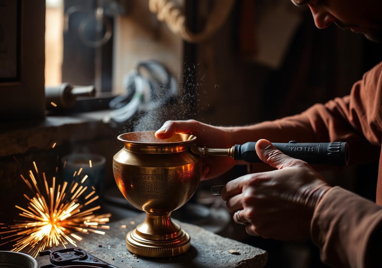 Brass engraving workshop in Multan, Punjab